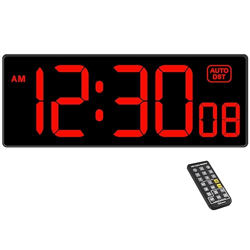 Soobest Digital Wall Clock with Seconds for Gym | Remote Countdown Timer, Large LED Display, 5 Dimmer (10.2 Inch Red) - color: 10.2“ Red