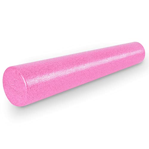 ProsourceFit High Density Foam Rollers 36 - inches long,Firm Full Body Athletic Massage Tool for Back Stretching, Yoga, Pilates, Post Workout Muscle Recuperation, Pink - color: Pink, size: 36"H x 6"D