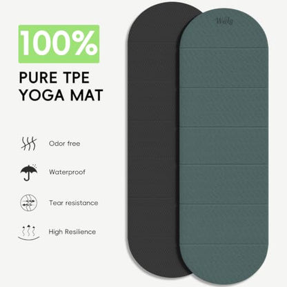 WeiLa Foldable Yoga Mat,10mm Extra Thick,Extra Long (75"x26") for Women&Men - color: Dark Green & Black