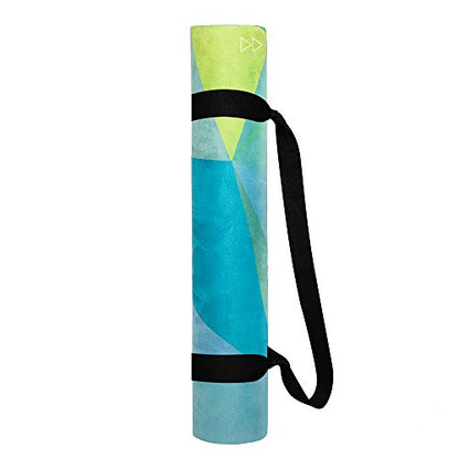 YOGA DESIGN LAB | The Combo Yoga Mat | 2-in-1 Mat+Towel | Eco Luxury | Ideal for Hot Yoga, Power, Bikram, Ashtanga, Sweat | Studio Quality | Includes Carrying Strap! - color: Geo, size: 5.5mm