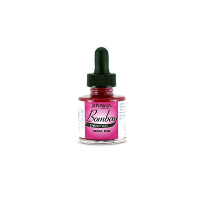 Dr. Ph. Martin's Bombay India Ink (17BY) Ink Bottle, 1.0 oz, Cherry Red, 1 Bottle