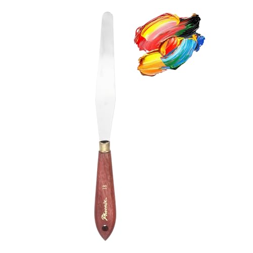 MECCANIXITY Pack of 1 Palette Knife No.18, 9.4" Long Palette Knives with Stainless Steel Flexible Spatula Pallet Knife and Wood Handle for Scraping, Mixing, Oil Acrylic Painting Canvas - style: No.18