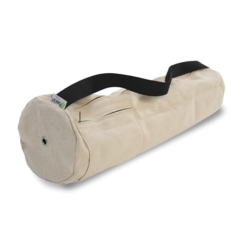 Natural Hemp Fabric Yoga Mat Bag with Shoulder Strap - Lightweight and Durable Gym Bag to Carry the Extra Large Mat Sizes - Ideal for Yoga, Pilates & Fitness Equipment - Made in USA, 8" X 32" - color: Hemp Natural