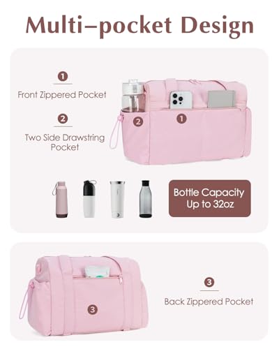 Small Gym Bag, Mini Gym Bag with Yoga Mat Holder & Wet Compartment, Pink - color: Puffer Pink