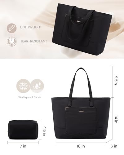 LOVEVOOK Tote Bag for Women, Work Tote with Laptop Compartment for Nurse Travel Commuter, Gym Tote Purse with Yoga Mat Strap