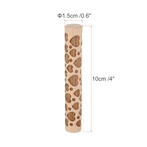 HARFINGTON Wood Clay Roller 4" Heart Pattern Rolling Pins Wood Rollers Pottery Tools Wood Grain Texture Rollers for Clay Baking Dough Playdough DIY - style: Heart