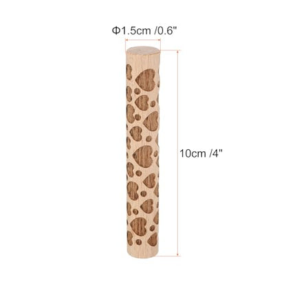 HARFINGTON Wood Clay Roller 4" Heart Pattern Rolling Pins Wood Rollers Pottery Tools Wood Grain Texture Rollers for Clay Baking Dough Playdough DIY - style: Heart