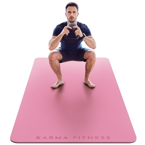 Large Workout Mat - 10mm Extra Thick Exercise Mat & Wide Yoga Mat, 72"x32" - color: Pink