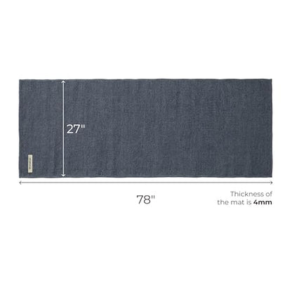 Live Well 360 Handmade Organic Cotton Yoga Mat - Non-Toxic, Chemical-free and All Natural Cloth Yoga Mat - Exercise, Workout, & Fitness Rug - Woven Material - Absorbent & Washable - 78" x 27" - color: Gray