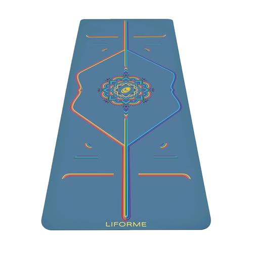 Liforme Printed Yoga Mat - Patented Alignment Design, Ultimate Grip - color: Rainbow - Blue Sky