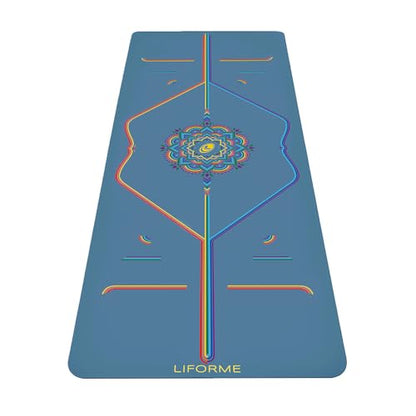 Liforme Printed Yoga Mat - Patented Alignment Design, Ultimate Grip - color: Rainbow - Blue Sky