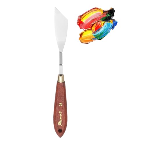 MECCANIXITY Pack of 1 Palette Knife No.26, 8.6" Long Palette Knives with Stainless Steel Flexible Spatula Pallet Knife and Wood Handle for Scraping, Mixing, Oil Acrylic Painting Canvas - style: No.26