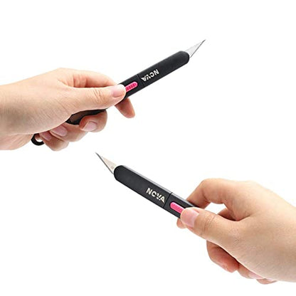 Nova Precision Craft & Hobby Knife, Premium Safety Cutter for Trimming, Vinyl Weeding and Art, Innovative Flat Design for a Better Use, Retractable #11 Fine Point Blade, Super Slim and Safe (Pink) - color: Pink