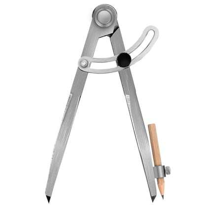 6 inch Alloy Professional Woodworking Pencil Compass Scribe Tool with Lock | Wing Drafting Divider Scriber with Pencil Holder,Metal Leather Work Scribe Tool Carpenter Compass for Geometry - size: 1 Count (Pack of 1)