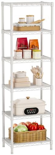 Golpart 6Tier Adjustable Storage Shelves Metal Wire Shelving Standing Shelf - color: White, size: 6-tier-10"Dx16"Wx63"H