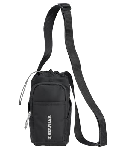 STANLEY Vitalize Carry-All Bag | Bottle Holder with Drawstring Cinch | Adjustable Shoulder Strap | Zippered Valuables Pocket | Durable Recycled Fabric | Black - color: Black, size: Carry-All