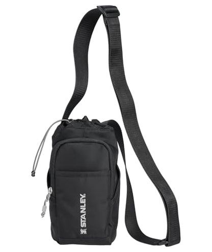 STANLEY Vitalize Carry-All Bag | Bottle Holder with Drawstring Cinch | Adjustable Shoulder Strap | Zippered Valuables Pocket | Durable Recycled Fabric | Black - color: Black, size: Carry-All