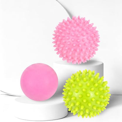 3-Pack Massage Ball Set, Spiky, Smooth for Plantar Fasciitis and Myofascial