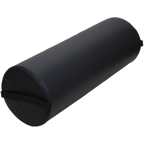 ForPro Professional Collection Jumbo Full Round Bolster Pillow, Black, Oil and Stain-Resistant, for Massage and Yoga, 9” R x 26” L