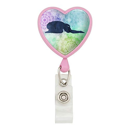 Child's Pose Yoga Heart Lanyard Retractable Reel Badge ID Card Holder - color: Pink