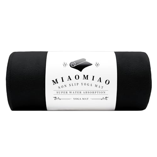 MIAOMIAO Non-Slip Hot Yoga Towel Set,Super Absorbent Microfiber in, 24.5" x 72" - Anti-Slip, Injury Free Design for Pilates, Yoga Mats, Exercise, and Fitness Gear - color: Black
