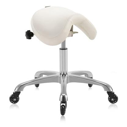 Premium Multifunctional Ergonomic Saddle Chair 507 INOA for Hygienic Clinic, Spa, Massage, and Dental Hygienist - Rolling Swivel Stool (Vanilla, Standard 507) - color: Vanilla