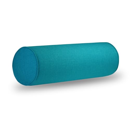 Tinbolunce Neck Roll Pillowcases with Zipper - Full Moon Bolster/Round Cylinder Pillow Case Cover for Bedroom, Living Room, Sofa - Solid Color Cervical Throw Pillow Covers - color: Lake Blue, size: 6" x 18"