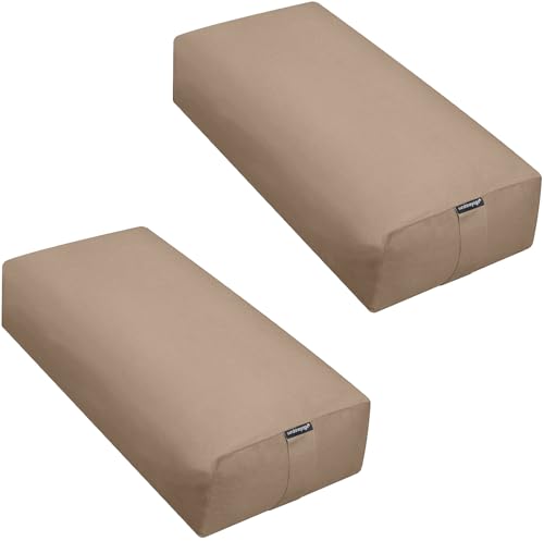 Firm Large Yoga Bolster, 24x12x6in - color: Mocha - Zippered Cover, size: 2 Pack