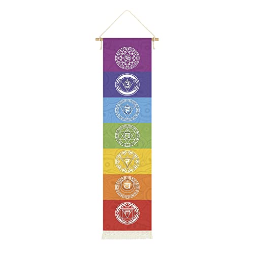 DigiTizerArt Hanging Poster Canvas Wall Art Banner for Meditation 7 Chakras Yoga Painting | Wall Hanging Tapestry Decoration Black and White | 33 x 135 cm (Style-B) - color: Style-B