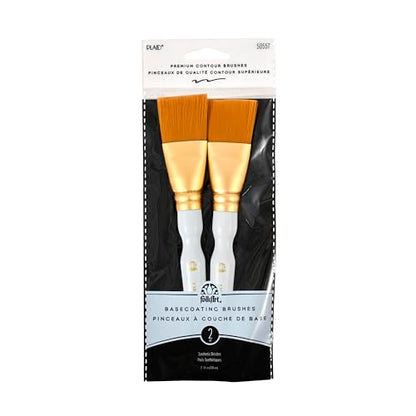 Plaid Enterprises 50557E Enterprises Inc. 50557E Taklon Flat Brush, Gold (2-Piece), 2/Pkg