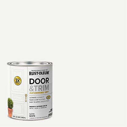 Rust-Oleum 369384 Advanced Dry Door & Trim Paint, Quart, Satin White - color: Satin White