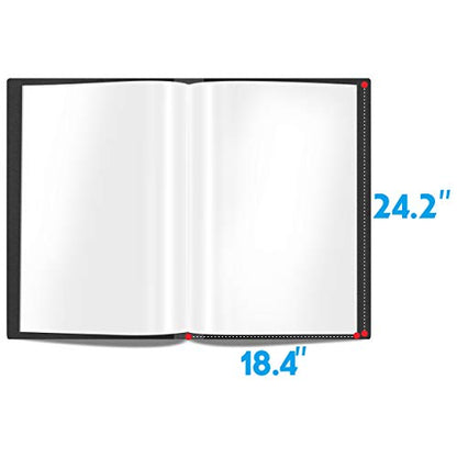 Presentation Book 40 Clear Pockets Sleeves Protectors Art Portfolio Clear Book for Artwork, Report Sheet, Letter (Can Accommodate 24.2 X 18.4inch) - size: 24.2x18.4inch (Black)