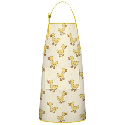 Apron with 2 Pockets,Kitchen Chef Artist Aprons for Cooking Gardening Baking Painting, Waterproof Apron 33" x 27" - color: Duck