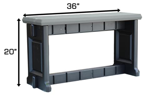 Bench, Deep Grey Top with Black Sides, 1 Pack - Proudly Made in The USA, Click and Lock Hardware-Free Assembly, Durable and Stylish Outdoor Seating - color: Deep Grey/Black, size: 1 Pack