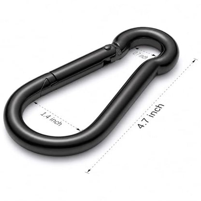 sprookber Stainless Steel Spring Snap Hook Carabiner - 304 Stainless Steel Caribeener Clips, Set of 6 - color: Black, size: 4.7 Inch