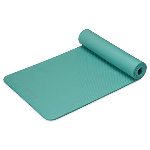 Gaiam Thick Yoga Mat, Exercise & Fitness Mat with Easy-Cinch Carrying Strap - color: Teal, size: 2/5" (10MM)