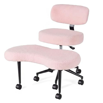 DUMOS ADHD Meditation Chair, Cross Legged Home Office Desk Chair - color: Teddy Fabric Pink