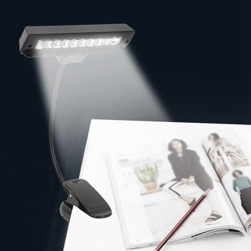 Music Stand Light, Clip on LED Lamp with 10 Bright LEDs, 360° Adjustable Gooseneck, USB or Battery Powered for Piano, Sheet Music, Desk, Travel