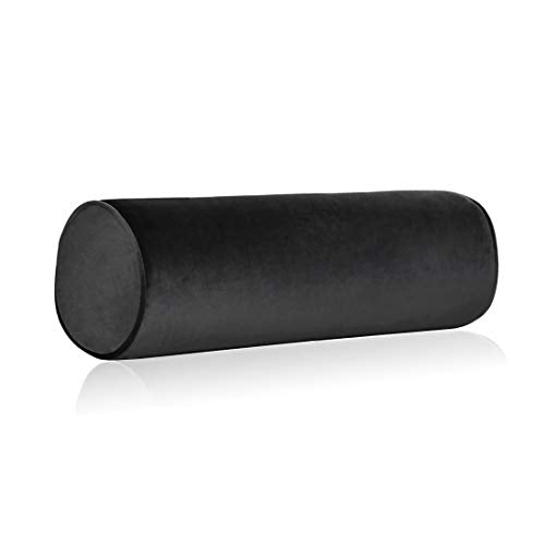 Tinbolunce Memory Foam Roll Pillow for Knee/Leg/Neck - Full Moon Bolster/Round Cylinder Pillow for Sleeping on Side or Back - Removable Cooling Cover Length 18" x 6" Diameter (Black) - color: Black, size: 18X6