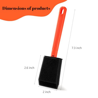 Mister Rui Foam Brush Kit 2 Inch with 2 Handles & 8 Sponge Heads | Refillable System for Smooth. Ideal for Acrylic, Furniture, Cabinets – Works with Latex, Stain and Varnish