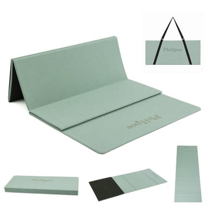 Foldable Yoga Mat, 70''x24''x0.24''(6mm）Non-slip POE Exercise Mat - color: Light Green
