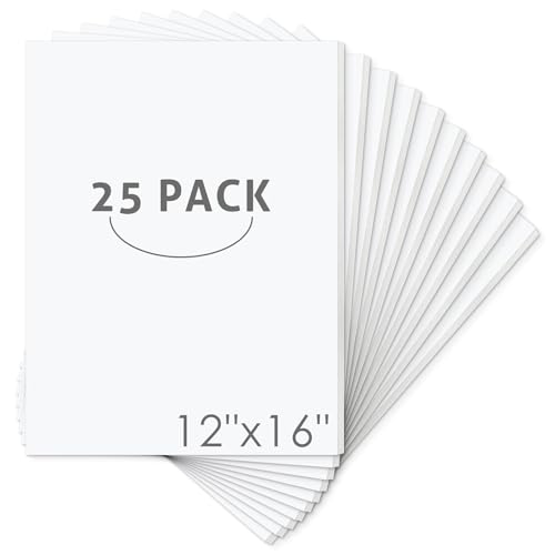 Mat Board Center 12x16x1/8" White High-Grammage Foam Core Board Pack of 25 | Acid Free, Polystyrene, Warp-Resistant, Double-Sided Foam Poster Board, Easy to Cut & Write for Display, Draw, Crafts & Art - color: White, size: 12x16