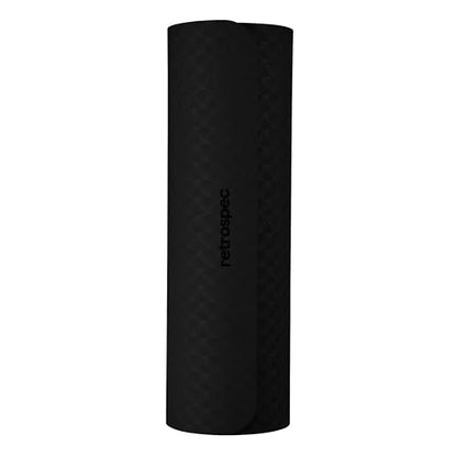 Retrospec Zuma 1/2" Yoga Mat Non Slip Exercise Mat For Pilates, Workout | 72x24x1/2", Gym Mat, Yoga Mat Strap, TPE Yoga Mat, Eco Friendly, Elastic Memory Foam, Moisture Resistant, BPA, Latex Free - color: Black
