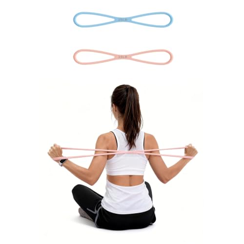 Figure 8 Resistance Bands for Home Workout, Exercise Straps with Handles for Yoga Pilates Stretching & Therapy, 15/25LB Pull Up Assist Arm Leg Wrist Hip Strength, Equipment for Women Men