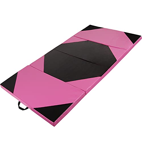 Polar Aurora 4'x10'x2 Thick Folding Gymnastics Exercise Mat Aerobics Stretching Yoga Mats - color: New Red-Black