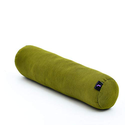 Leewadee Small Yoga Bolster – Shape-Retaining Cervical Neck Roll, Tube Pillow for Comfortable Reading, Kapok Filling, 22 x 6 x 6 inches - color: Cl23 - Green