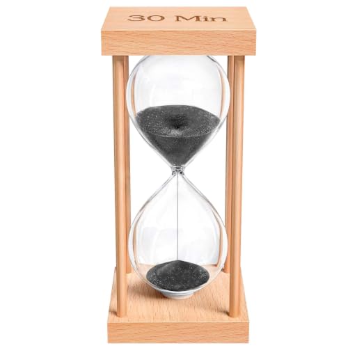 5 Minute Sand Timer, 5 Min Wood Hourglass, Black Sand Clock, Five Min Wooden Hour Glass for Classroom, Sandglass, Reloj De Arena Decorativo, Home, Office, Game, Gift - color: Black, size: 5 Min