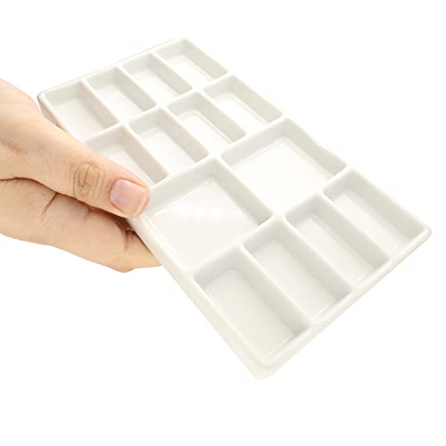The Beadsmith Ceramic Mixing Palette – Rectangle Design Paint Holder – Arts and Crafts Accessories Organizer – 7.5" x 4.1" x .6” – 14 Compartments, (4 Palettes) - size: 7.5" x 4.1" x 0.6"