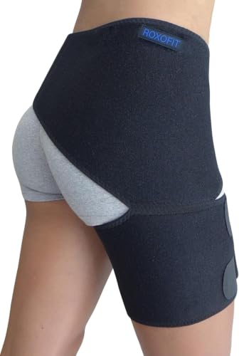 ROXOFIT Hip Brace for Sciatica Pain Relief, Thigh, Hamstring, Groin Pull - Compression Support Wrap Sleeve for Sciatic Nerve, SI Joint, Hip Bursitis, Pulled Muscles for Men, Women - size: Large, style: Right