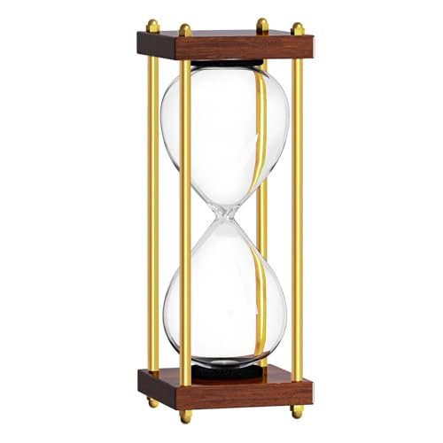 Empty Hourglass Timer, Large Fillable Hourglass, Wooden Retor Hour Glass, Sandglass for Reloj de Arena, Creative, Wedding, Decoration, Office, Home, Black - color: Gold Frame, size: Empty Sand